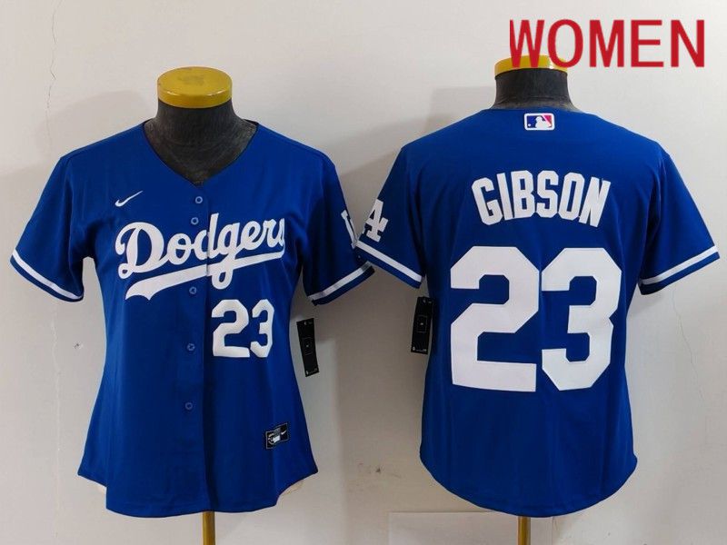 Women Los Angeles Dodgers #23 Gibson Blue Nike Game 2024 MLB Jersey style 4